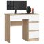 Arvutilaud A-7 CLP, parempoolne, 4 sahtlit, tammevalge, 90 × 77 × 50 cm