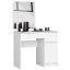 Cosmetic table with mirror AKORD P-2/SL, right, 2 drawers, white, 90 × 142 × 50 cm
