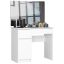 Makeup table with mirror AKORD P-2/SL, left, 2 drawers, white, 90 × 142 × 50 cm
