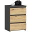 Bedside table CL3/40, 3 drawers, grey/oak, 40 × 57 × 35 cm