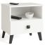 Bedside table MOBI K01, 1 drawer and open niche, white/black, 40 × 43 × 37 cm