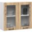 Rippuv köögikapp-vitriin OLIWIA W80, 2 ust, valge/tammevärvi, 80 × 72 × 30,5 cm