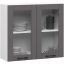 Rippuv köögikapp-vitriin OLIWIA W80, 2 ust, valge/hall, 80 × 72 × 30,5 cm