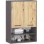 Riputatav vannitoakapp AKORD FIN W64 H934, 2 ust, 4 riiulit, hall ja pruun, 64 × 94 × 30 cm