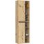 Rippuv vannitoakapp VAMI W50, 2 ust, 10 riiulit, tamme/hall, 50 × 170 × 30 cm