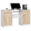 Desk A5, 2 drawers and cabinet with 2 doors, white/brown, 135 × 77 × 50 cm