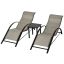 Set of 2 sun loungers with table Outsunny, grey/black