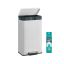 SONGMICS 50 l kitchen trash can with pedal, White, 40.3 × 62.5 × 33.6 cm