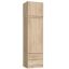 Wardrobe AKORD S60, 2 doors, 2 drawers, brown, 60 × 234 × 51 cm