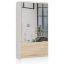 Wardrobe AKORD S90, 2 doors and 2 drawers, white/brown, 90 × 180 × 51 cm
