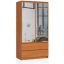 Wardrobe AKORD S90, 2 doors and 2 drawers, brown, 90 × 180 × 51 cm