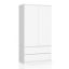 Wardrobe AKORD S90, 2 doors, 2 drawers, white, 90 × 180 × 51 cm