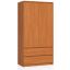 Wardrobe AKORD S90, 2 doors, 2 drawers, brown, 90 × 180 × 51 cm