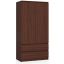Riidekapp S, 2 ust, 2 sahtlit, pruun, 90 × 180 × 51 cm