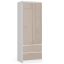 Wardrobe STAR S, 2 doors and 2 drawers, white/beige, 60 × 180 × 51 cm