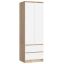 Wardrobe STAR S60, 2 doors and 2 drawers, brown/white, 60 × 180 × 51 cm