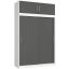 Sliding wardrobe CLP MONO, 4 doors, 8 shelves, extension, white/gray, 150 × 245 × 60 cm