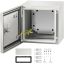 Стальная электромонтажная коробка NEMA 4X, 20x20x15 см, степень защиты IP66 от воды и пыли.